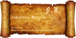 Jakatics Malvin névjegykártya